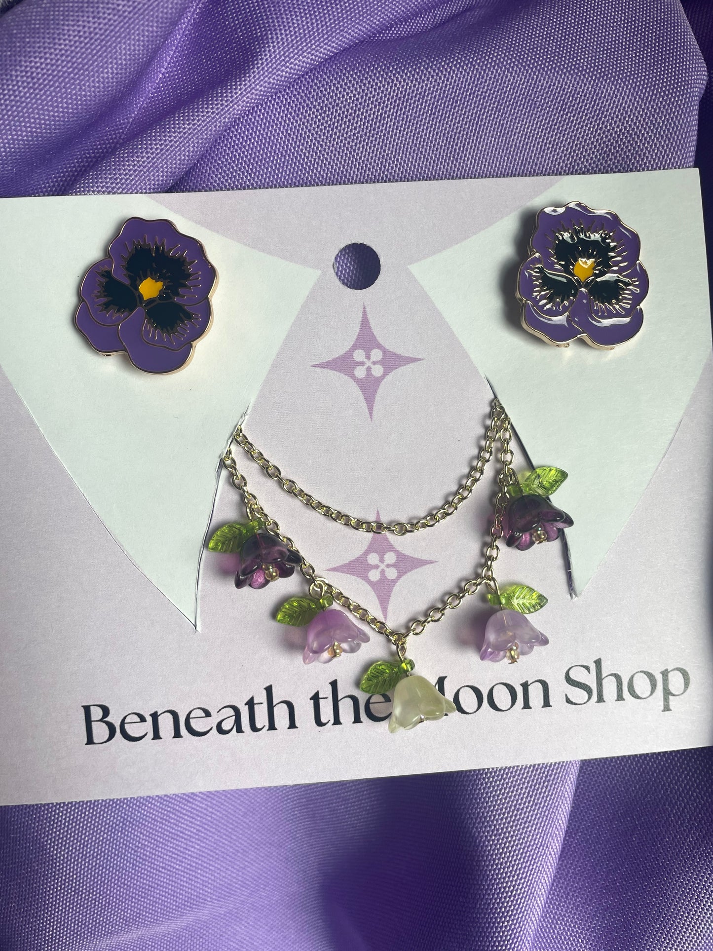 Purple Pansies Collar Chain