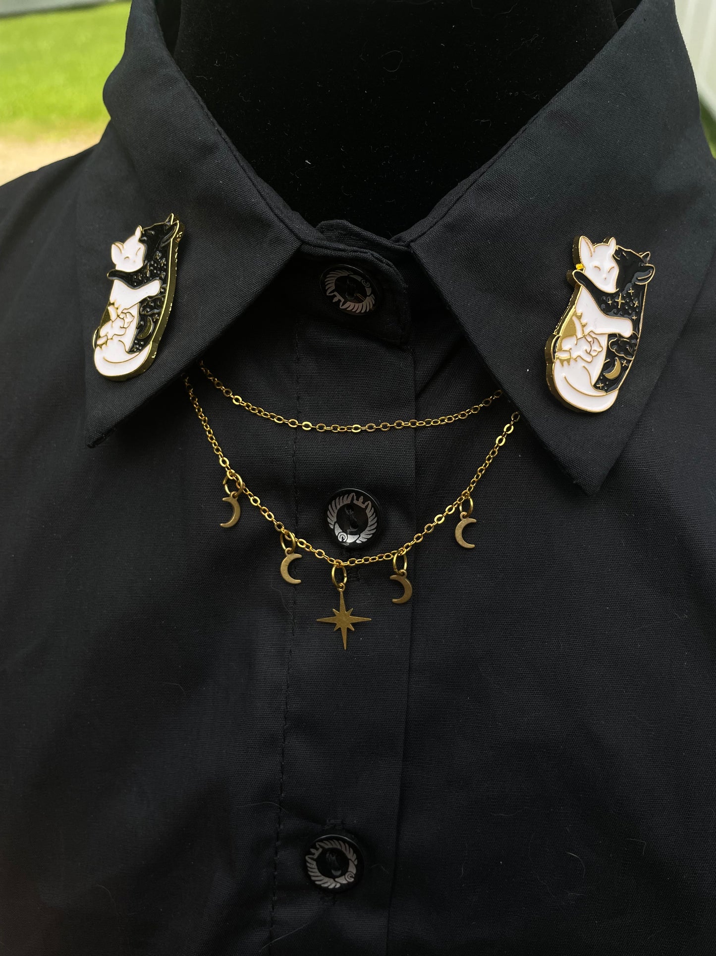 Yin & Yang Cats Collar Chain