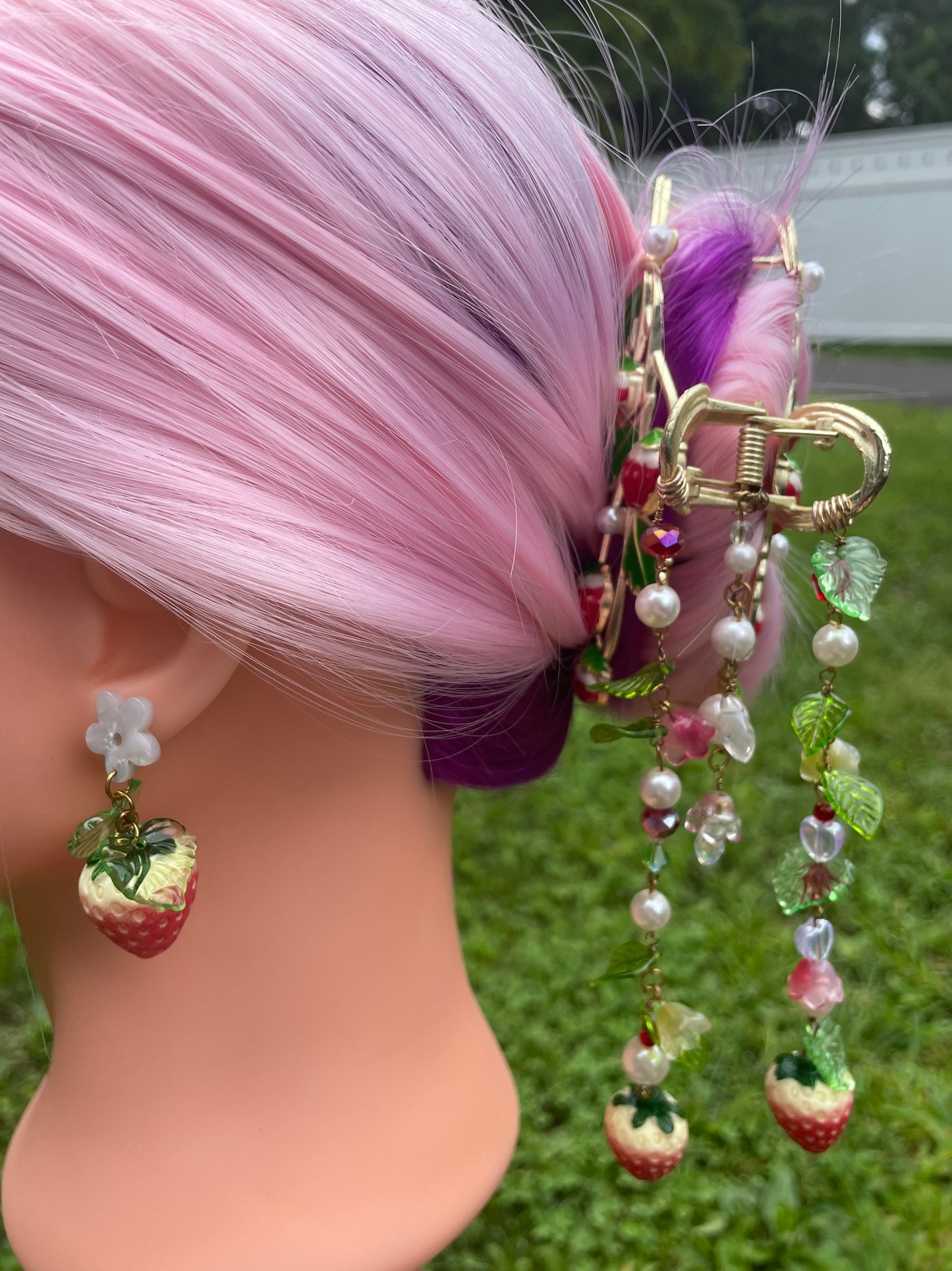 Red Strawberry Trio Hair Clip