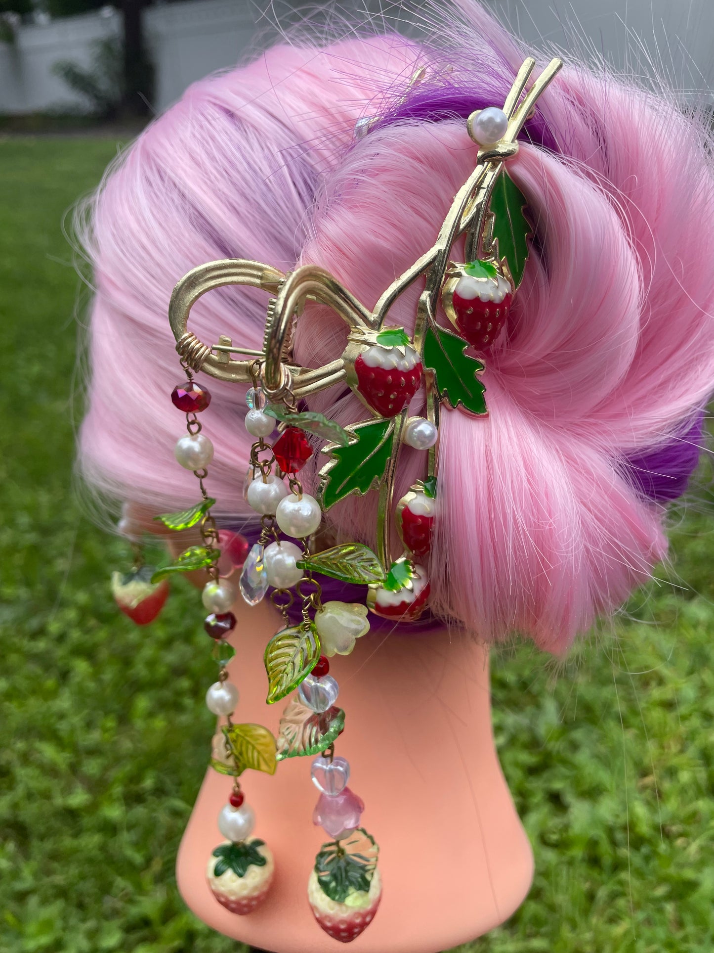 Red Strawberry Trio Hair Clip