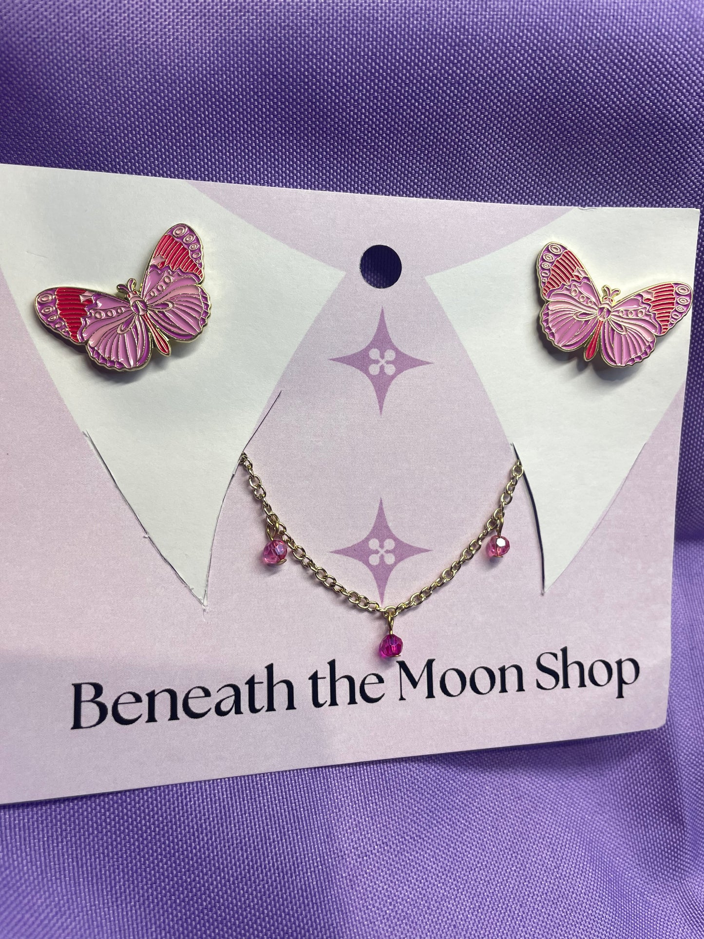 Pink Hues Butterfly Collar Chain