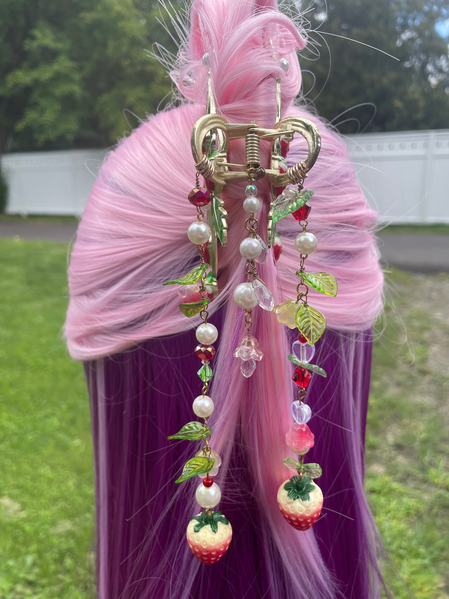 Red Strawberry Trio Hair Clip