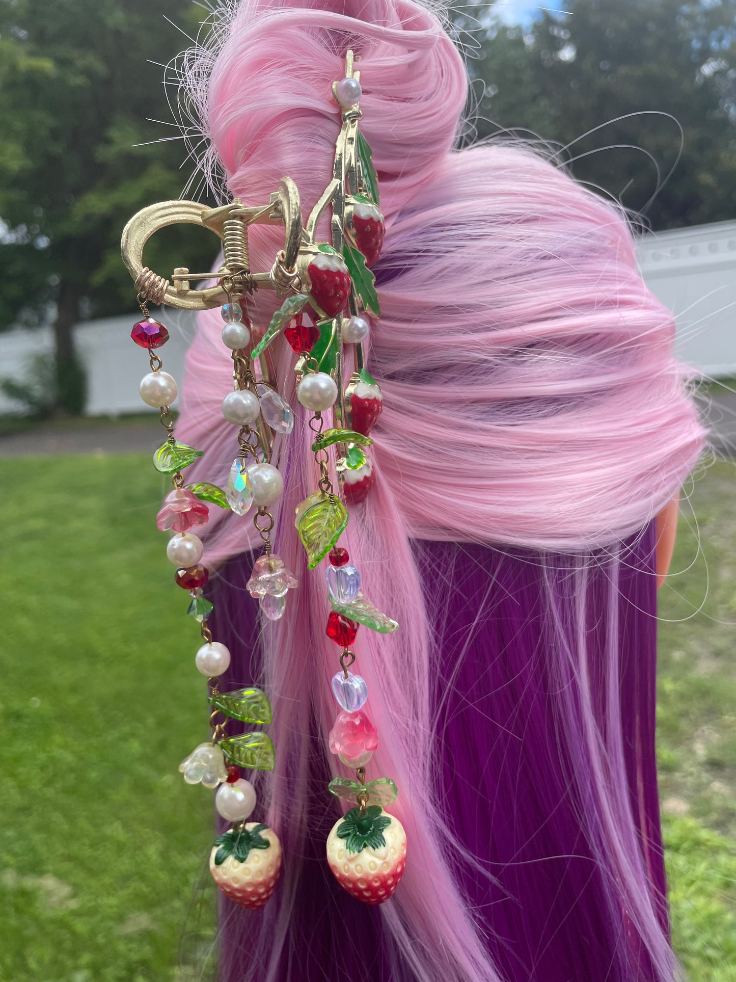Red Strawberry Trio Hair Clip
