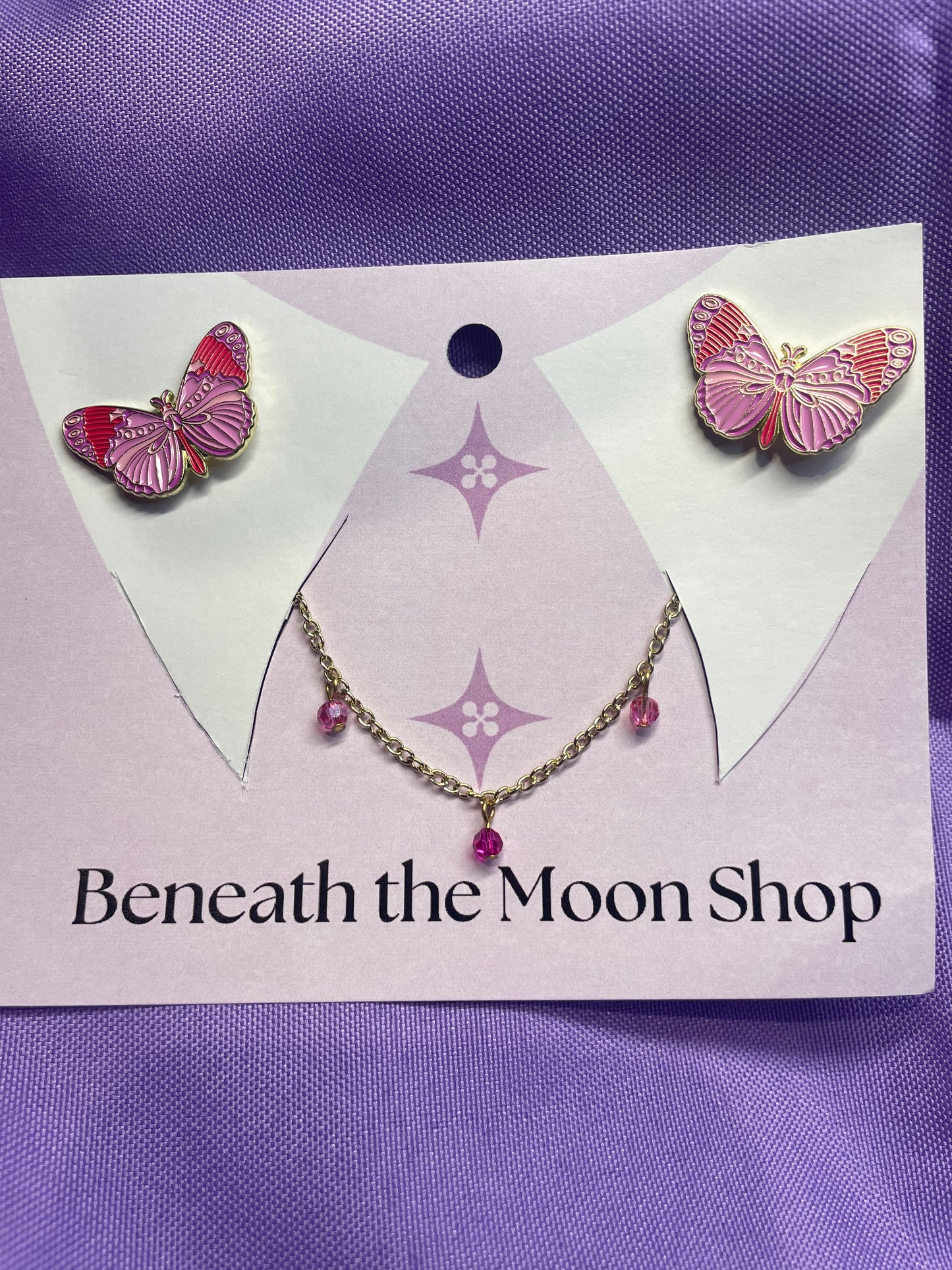 Pink Hues Butterfly Collar Chain