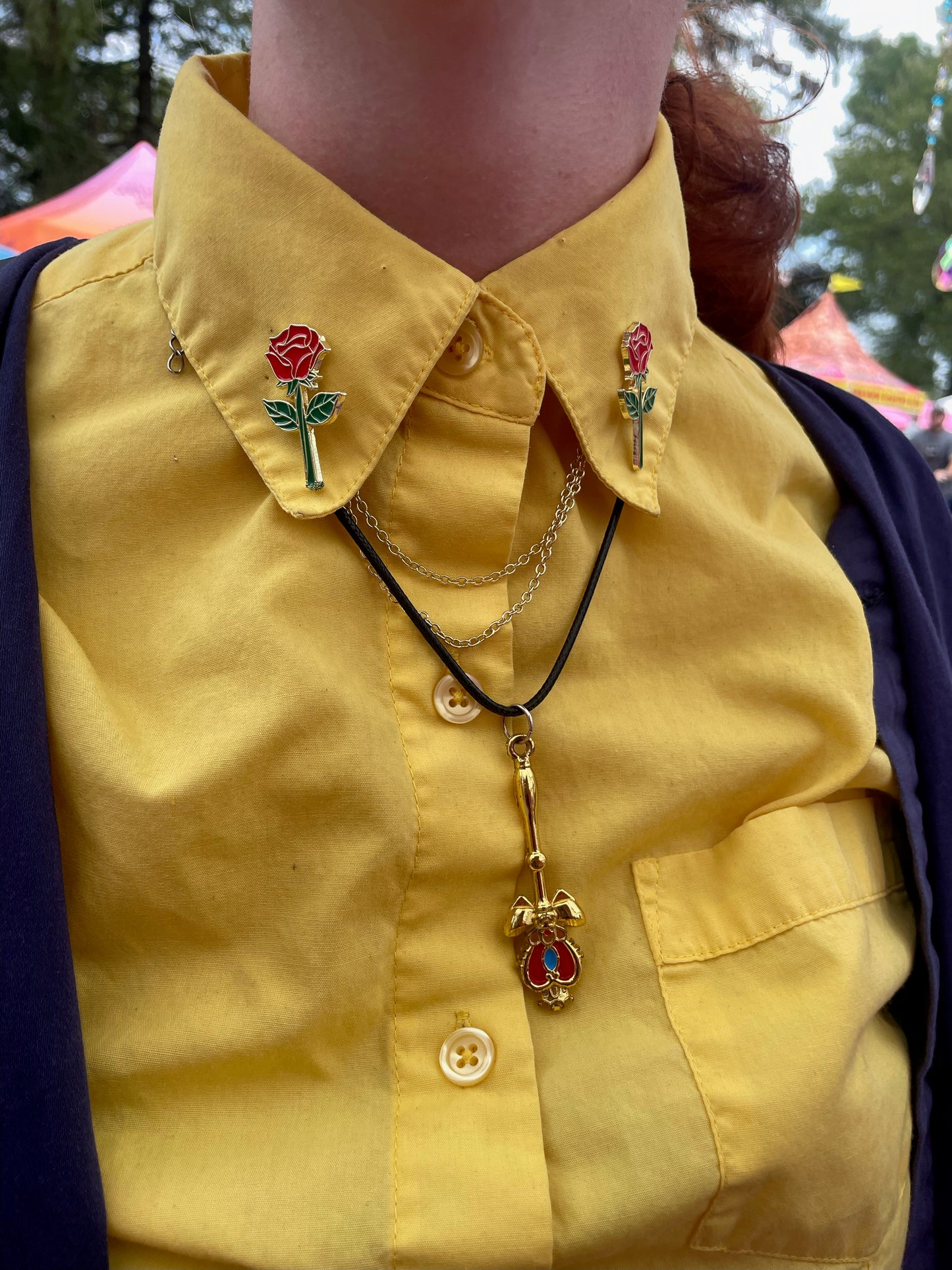 Red and Gold Rose Duo Collar Chain