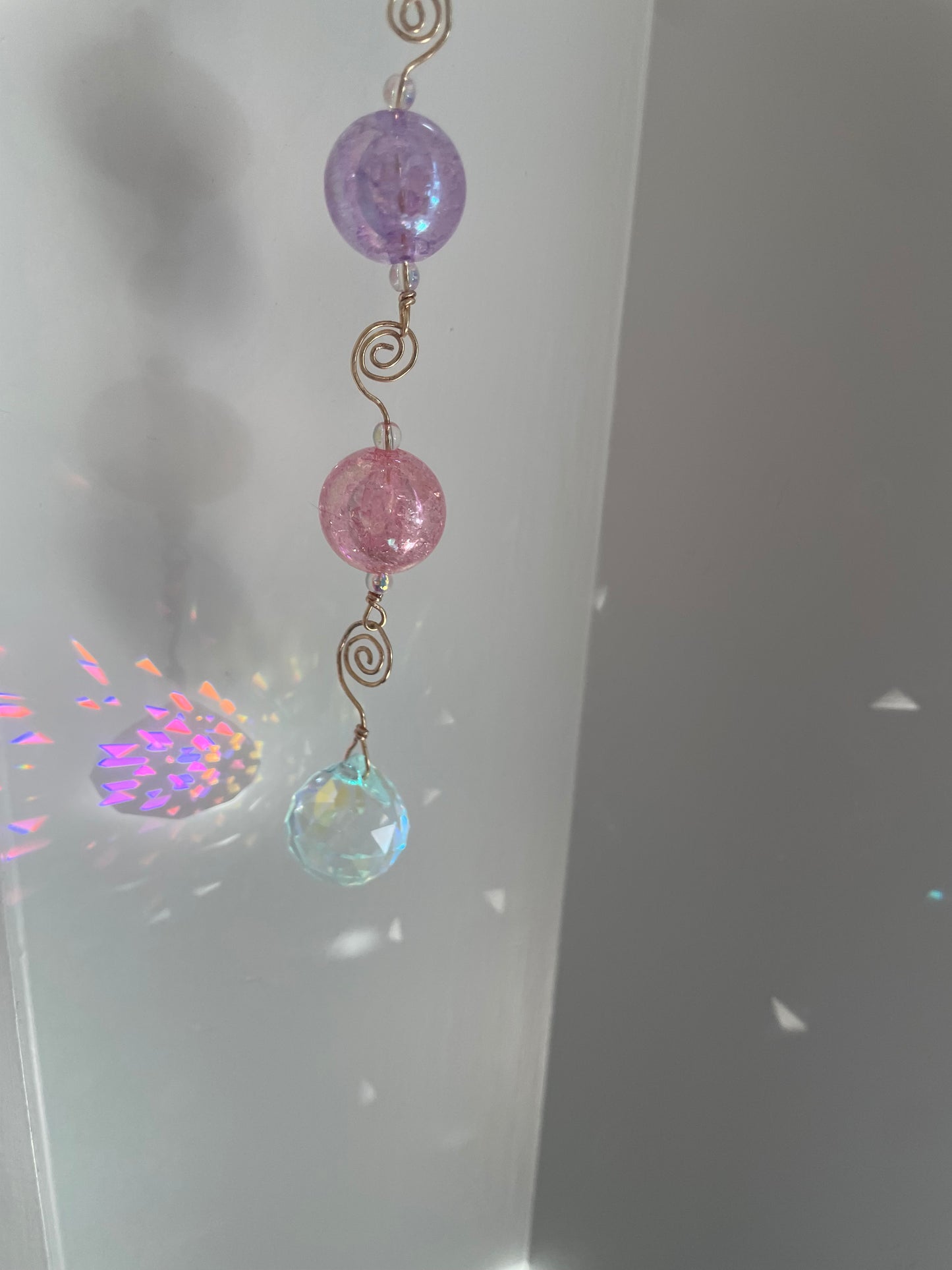 Rainbow Bead Spirals Sun Catcher