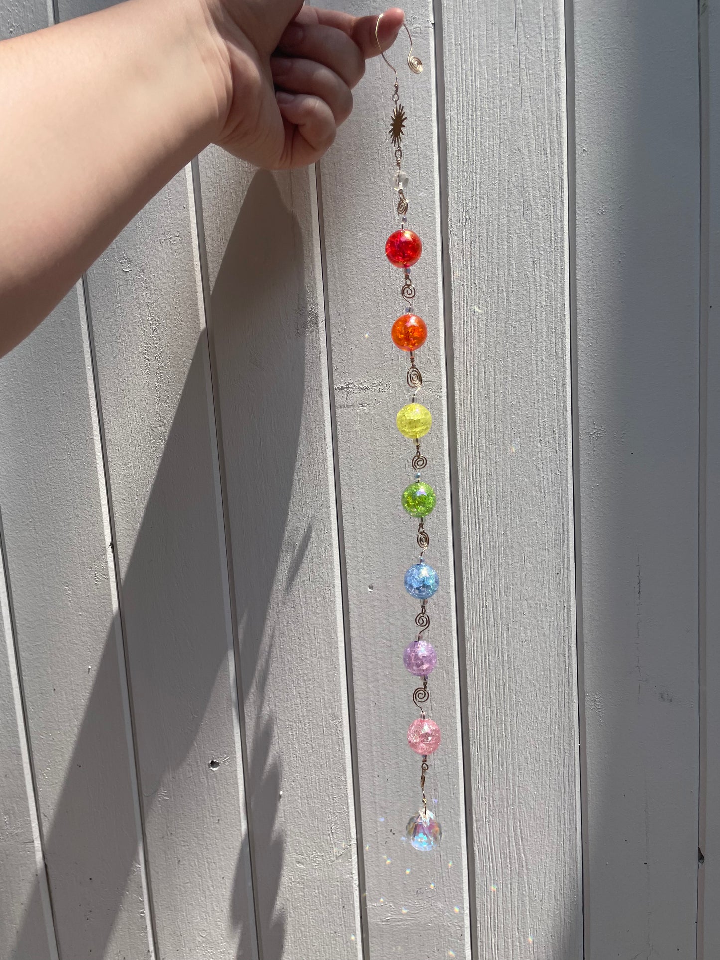 Rainbow Bead Spirals Sun Catcher