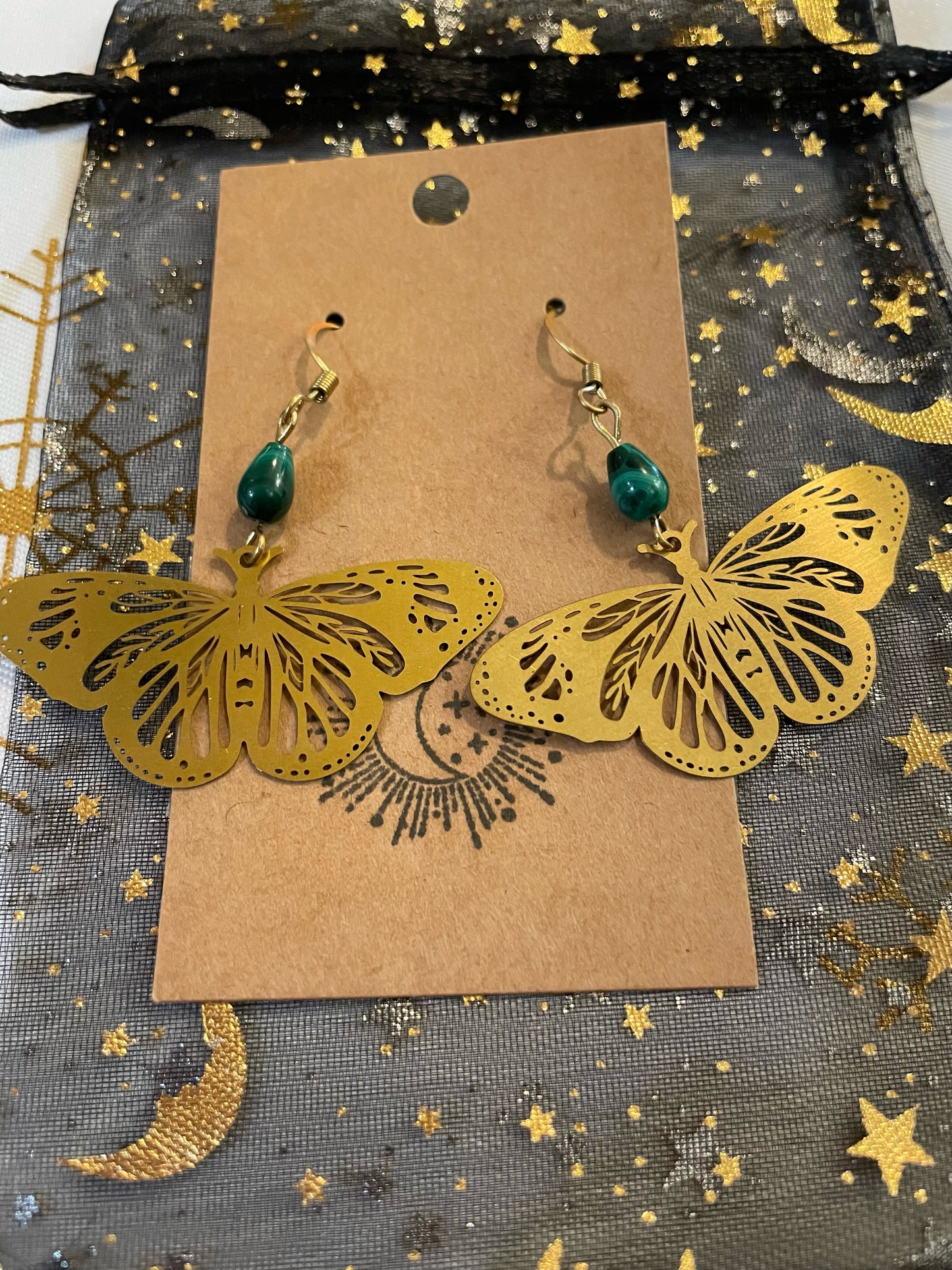 Brass Butterfly Earrings