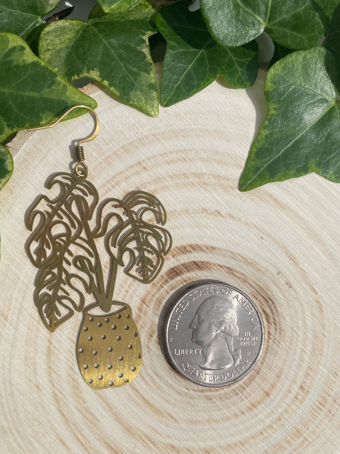 Potted Monstera Plant Earrings