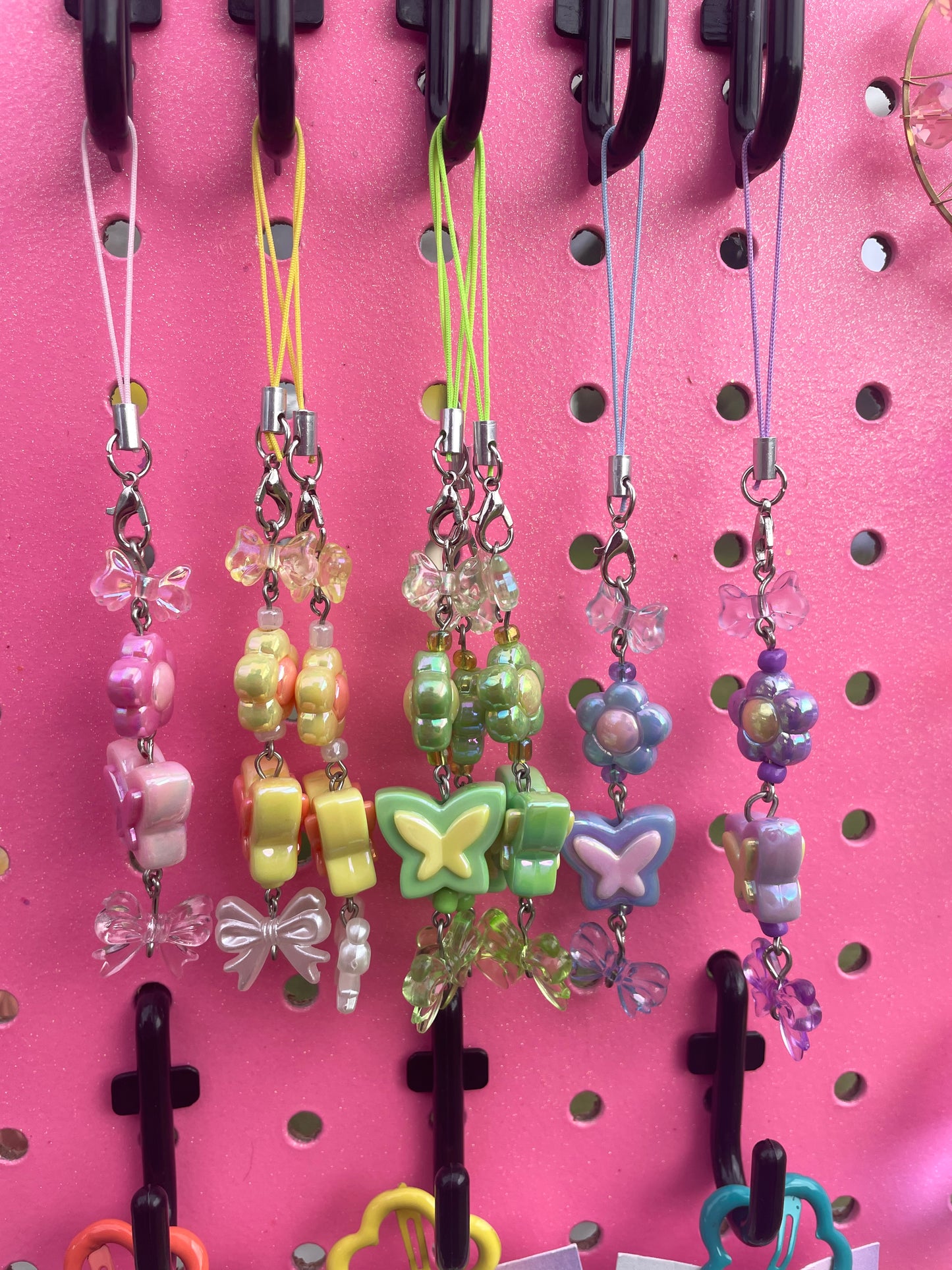 Rainbow Butterfly Floral Bow Phone Charms