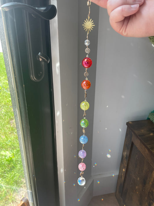 Rainbow Bead Spirals Sun Catcher